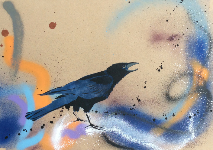 crow I on brown paper